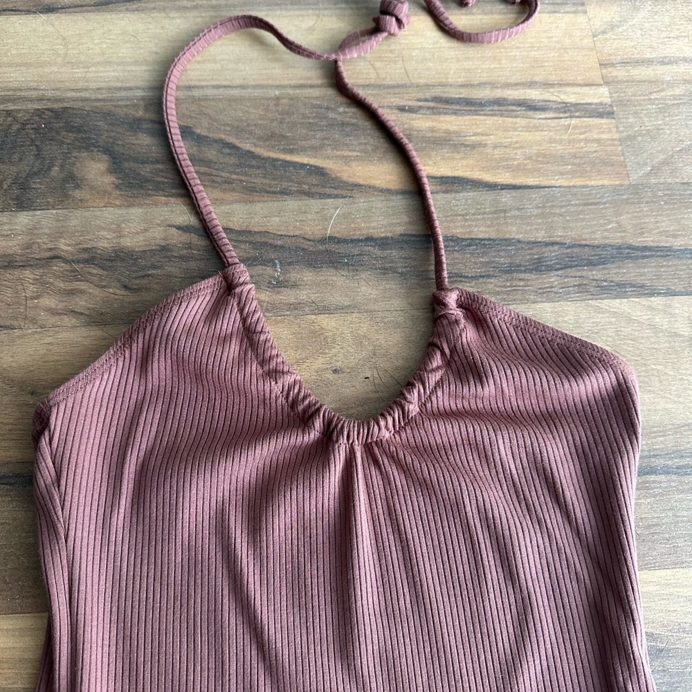 Wilfred Women's ribbed bodycon midi dress pinky brown neutral size XXS - Picture 4 of 13